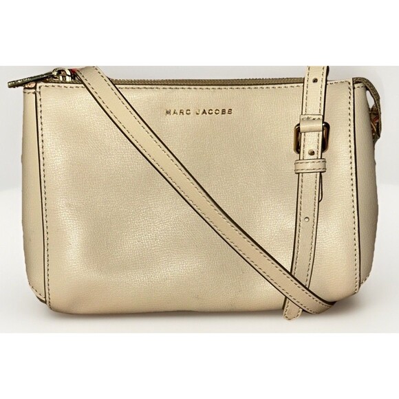 Marc Jacobs New York Commuter Leather Crossbody Shoulder Bag Beige - Picture 1 of 8
